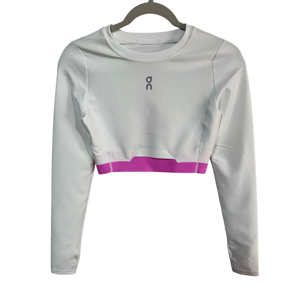 On Cloud Running Train Long Sleeve Crop Women's Size S White Pink